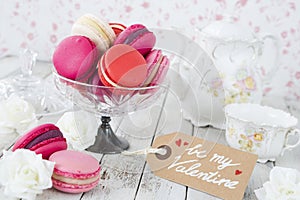 Pink macarons for Valentine`s Day