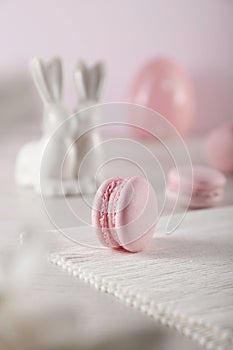 Pink macaroon with easter decoration