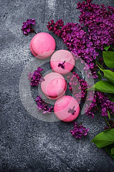 Pink macaroons and lilac.