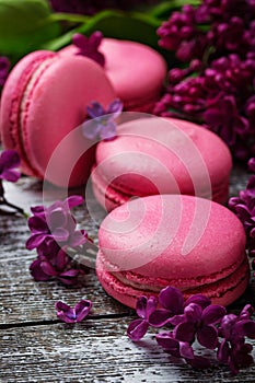 Pink macaroons and lilac.