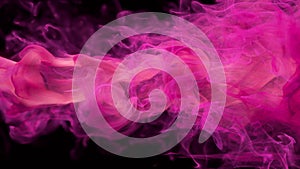 Pink magenta color paint ink drops in water inky cloud swirling smoke alpha