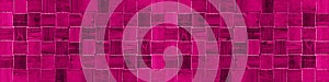 Pink magenta colored square wooden cubes tiles wall texture background banner panorama