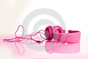 Pink magenta music headphones