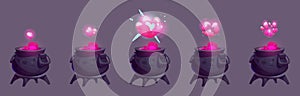 Pink magic witch pot animation cartoon sprite