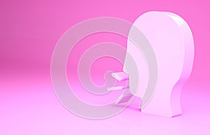 Pink Man coughing icon isolated on pink background. Viral infection, influenza, flu, cold symptom. Tuberculosis, mumps