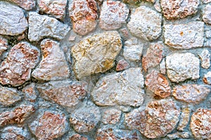 Pink marble stone wall texture background. Closeup surface grunge limestone texture, stonework rock, old pattern clean grid uneven