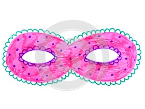 pink mardi gras carnival mask with felt-tip pens illustration