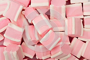 Pink marshmallows in pastel colors. View from above