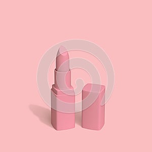 Pink matte lipstick on pink background. Clipping path included