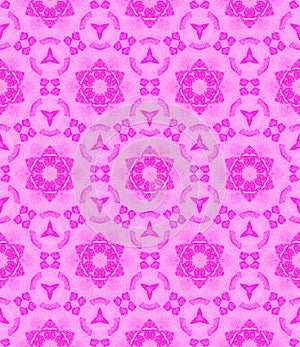 Pink medallion allover seamless pattern. Hand draw