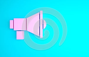 Pink Megaphone icon isolated on blue background. Speaker sign. Minimalism concept. 3d illustration 3D render