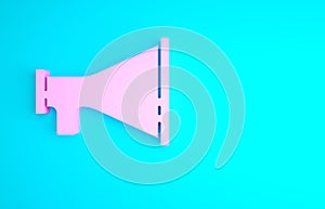 Pink Megaphone icon isolated on blue background. Speaker sign. Minimalism concept. 3d illustration 3D render