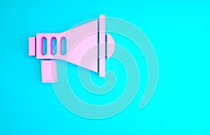 Pink Megaphone icon isolated on blue background. Speaker sign. Minimalism concept. 3d illustration 3D render