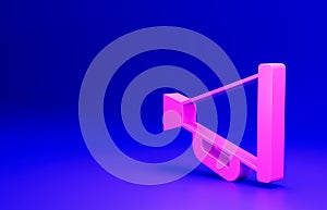 Pink Megaphone icon isolated on blue background. Speaker sign. Minimalism concept. 3D render illustration