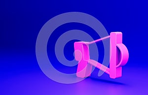 Pink Megaphone icon isolated on blue background. Speaker sign. Minimalism concept. 3D render illustration