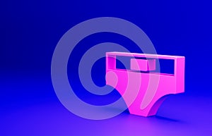 Pink Men underpants icon isolated on blue background. Man underwear. Minimalism concept. 3D render illustration