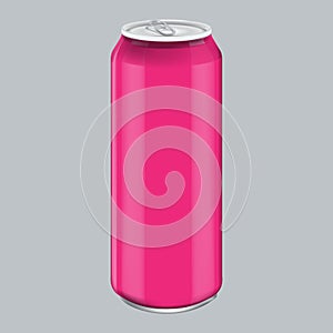 Pink Metal Aluminum Beverage Drink. Mockup for Product Packaging. Energetic Drink Can 500ml, 0,5L