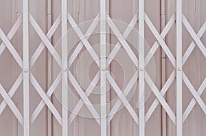 Pink metal grille sliding door