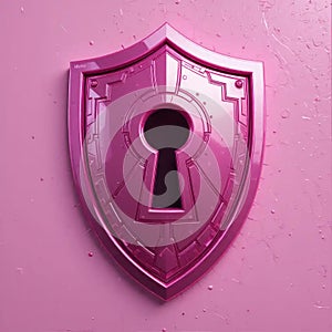 Pink Metallic Shield with Keyhole: A Symbol of Digital Security and Protection photo