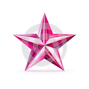 Pink Metallic Star with Gradient Texture on White Background