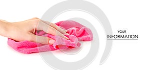 The pink microfibre rag cloth in hand pattern