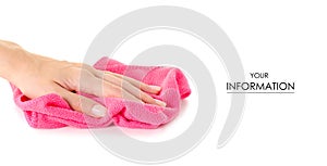 The pink microfibre rag cloth in hand pattern