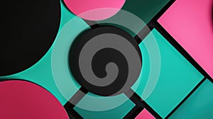Pink, mint and black geometric shapes. AIG51A
