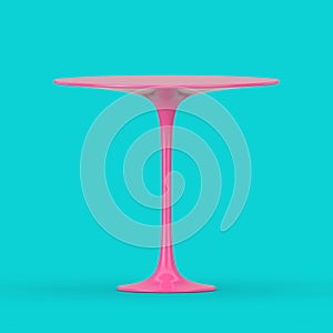 Pink Modern Plastic Round Table Mock Up in Duotone Style. 3d Rendering