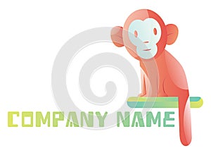 Pink monkey logo vector illustration on a