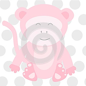 Pink Monkey Vector Illustration