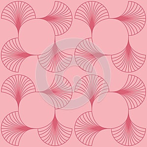 Pink monochrome fan art deco seamless pattern for interior decoration, textile