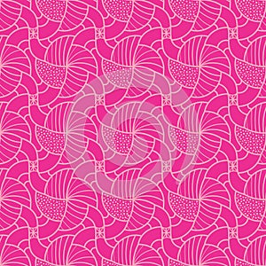 Pink monochromic organic geometric doodled seamless pattern tile