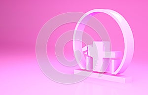 Pink Montreal Biosphere icon isolated on pink background. Minimalism concept. 3d illustration 3D render