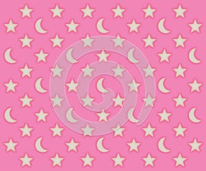 Pink moons and stars pattern