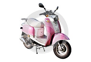 Pink motor scooter