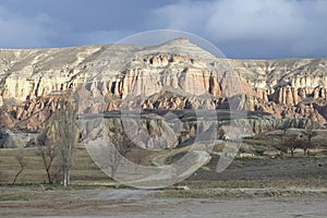 Pink mountain range in the vicinity of gÃ¶reme. Cappadocia