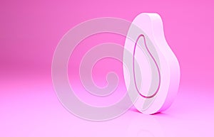 Pink Mussel icon isolated on pink background. Fresh delicious seafood. Minimalism concept. 3d illustration 3D render