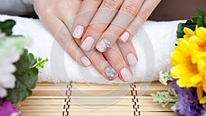 Pink nail art manicure. Beauty hands. Stylish Nails, Nailpolish