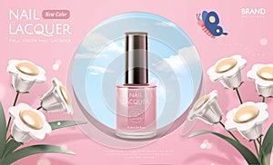 Pink nail lacquer ads photo