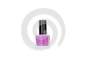 Pink nail polish bottle isolated on white background. Isolated nail varnish. Cosmetics make up on white background