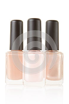 Pink nail polish bottles group