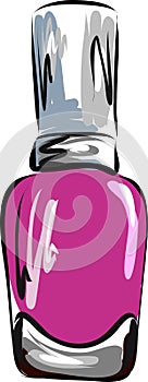 Pink nail polish, manicure, pedicure, gel-varnish, vector illustration