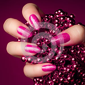 Pink nails manicure