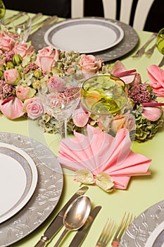 Pink napkins on festive table