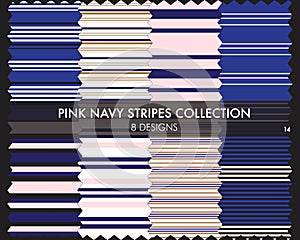 Pink Navy Stripe Seamless Pattern Collection