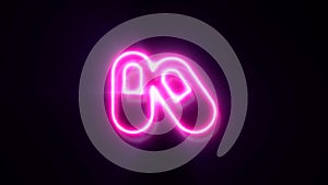 Pink neon capsules sign blinks and appear in center