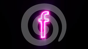 Pink neon font letter F lowercase blinks and appear in center