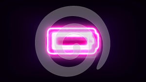 Pink neon full battery sign blinks and appear in center