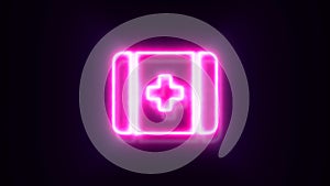 Pink neon medkit sign blinks and appear in center