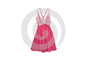 Pink nightie isolate on white background, flat lay